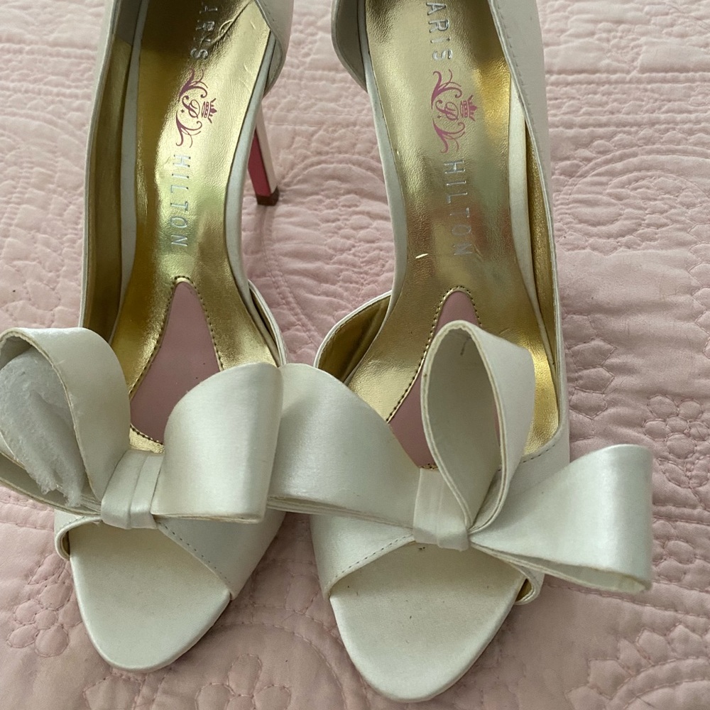 Ivory Paris Hilton 7.5 Heels with Bow